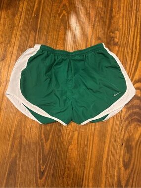 Nike Women's Forest Green Athletic Shorts with White Trim